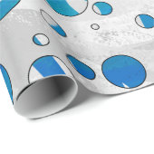 White and Blue Polka Dot Zebra Geschenkpapier (Rolleneckpunkt)