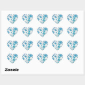 White and Blue Polka Dot Zebra Herz-Aufkleber (Blatt)