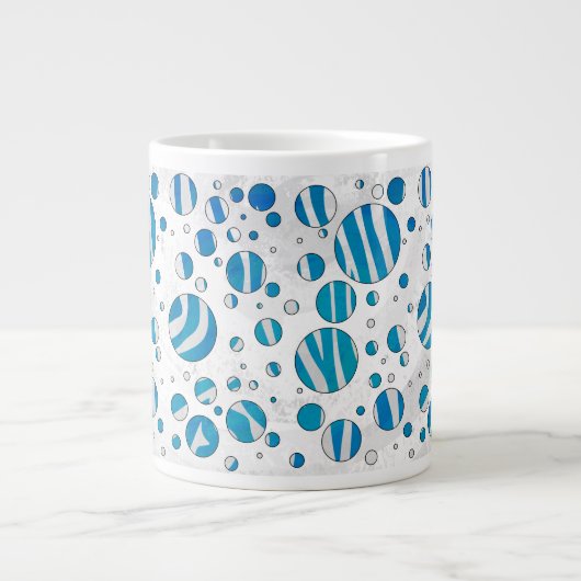 White and Blue Polka Dot Zebra Jumbo-Tasse (Vorderseite)