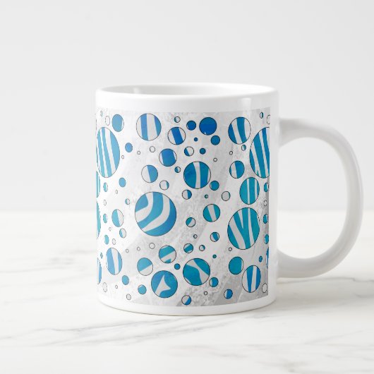 White and Blue Polka Dot Zebra Jumbo-Tasse (Rechts)