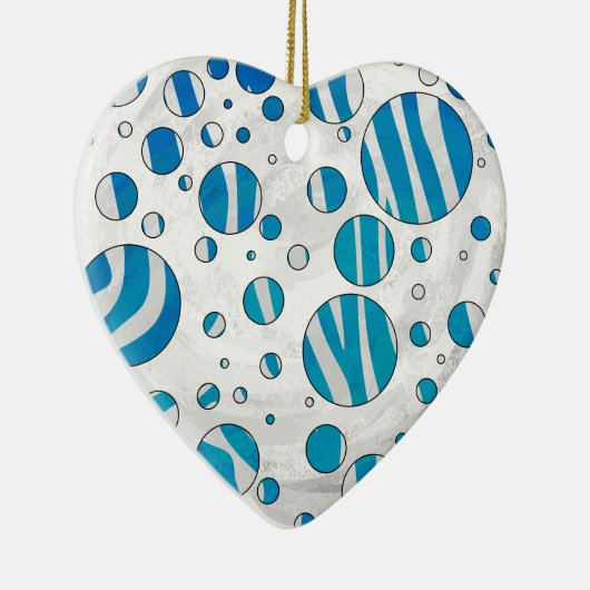 White and Blue Polka Dot Zebra Keramikornament (Rechts)
