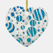 White and Blue Polka Dot Zebra Keramikornament (Vorne)