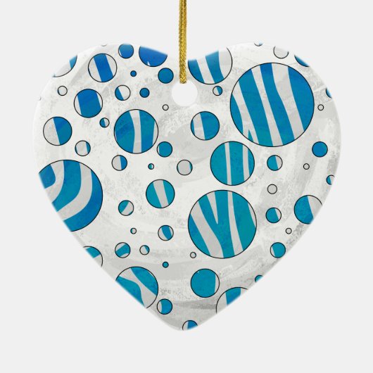 White and Blue Polka Dot Zebra Keramikornament (Hinten)