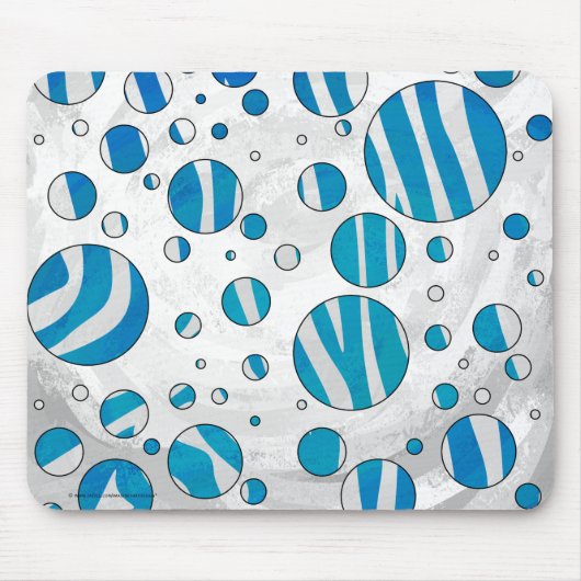 White and Blue Polka Dot Zebra Mousepad (Vorne)