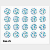 White and Blue Polka Dot Zebra Runder Aufkleber (Blatt)