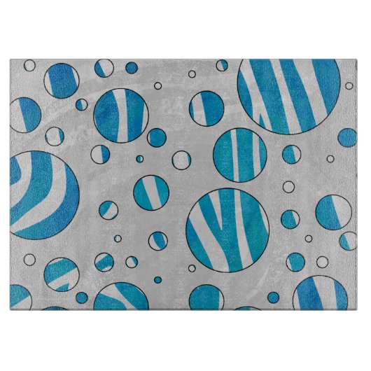 White and Blue Polka Dot Zebra Schneidebrett (Vorderseite)