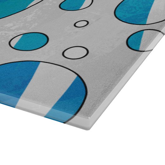 White and Blue Polka Dot Zebra Schneidebrett (Ecke)