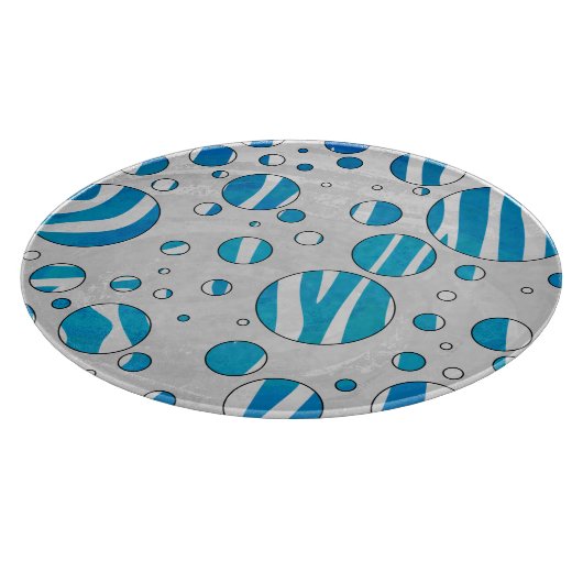 White and Blue Polka Dot Zebra Schneidebrett (Ecke)