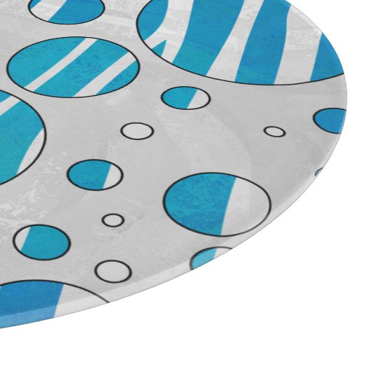 White and Blue Polka Dot Zebra Schneidebrett (Ecke)
