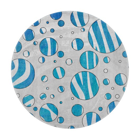 White and Blue Polka Dot Zebra Schneidebrett (Vorderseite)