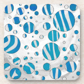 White and Blue Polka Dot Zebra Untersetzer (Vorderseite)