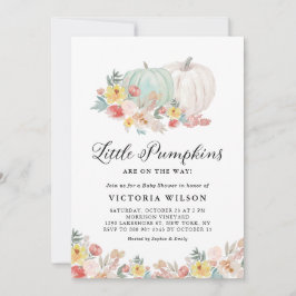 White and Blue Pumpkins Herbst Twins Baby Dusche Einladung