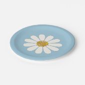 White and Blue Retro Moderne Daisy-Blume Pappteller (Schrägansicht)