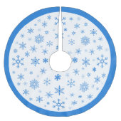 White and Blue Snowflake Weihnachtsbaumrock Polyester Weihnachtsbaumdecke (Vorderseite)