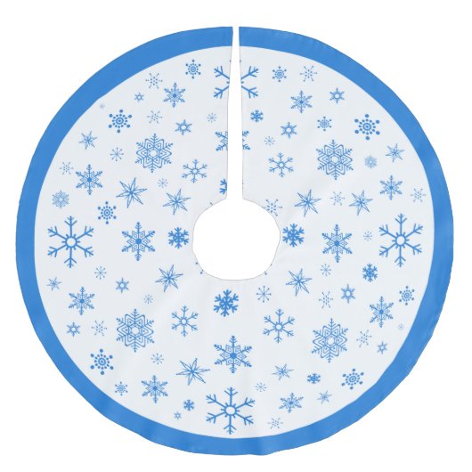 White and Blue Snowflake Weihnachtsbaumrock Polyester Weihnachtsbaumdecke (Vorderseite)