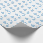 White and Blue Stork Baby Showcreme Geschenkpapier (Ecke)
