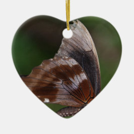 White and Brown Butterfly on Red Blume Keramik Ornament