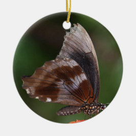 White and Brown Butterfly on Red Blume Keramik Ornament