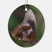 White and Brown Butterfly on Red Blume Keramik Ornament (Links)