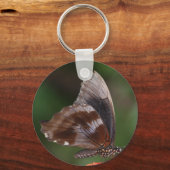 White and Brown Butterfly on Red Blume Schlüsselanhänger (Vorderseite)