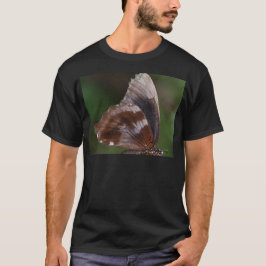 White and Brown Butterfly on Red Blume T-Shirt