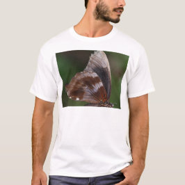 White and Brown Butterfly on Red Blume T-Shirt