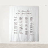 White and Brown Wedding Seating Chart Fabric Wandteppich (Vorderseite)