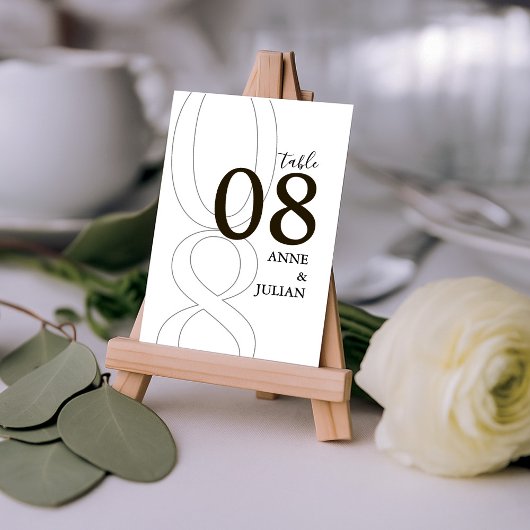 White and BrownModern Wedding Table Number Card  Tischnummer