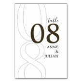 White and BrownModern Wedding Table Number Card Tischnummer (Vorderseite)