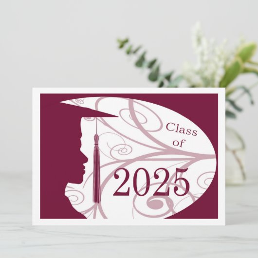 White and Burgundy Man 2025 Graduation Party Einladung (Stehend Vorderseite)