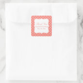 White and Coral Pink Polka Dot Vielen Dank Quadratischer Aufkleber (Tasche)