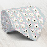 White and Cream French Bulldog Neck Tie Krawatte<br><div class="desc">Ein lustiges kleines Weiß oder Creme Französisch Bulldog oder Französisch Muster auf einem Ente Ei blaue grüne Hintergrund. Ideal für alle Hundeliebhaber,  Haustierfreunde,  Hundeschwanderer und Tierärzte. Originelle Kunst von Nic Squirrell.</div>