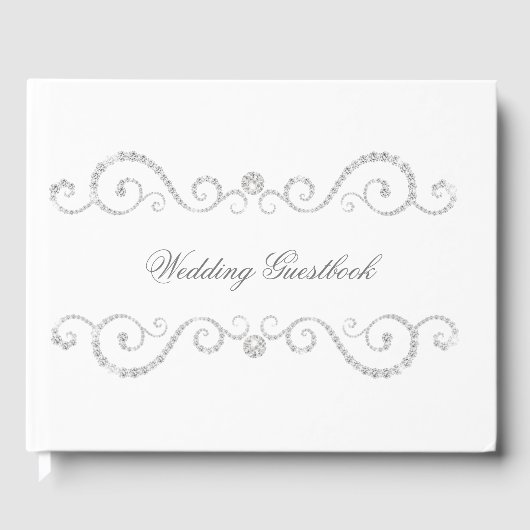 White and Diamond Scroll Wedding Gästebuch (Vorderseite)