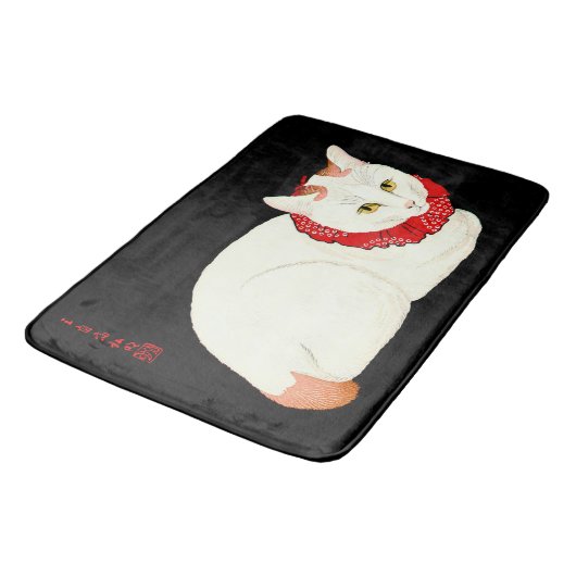 White and Ginger Japanese Cat Badematte (Schrägansicht)