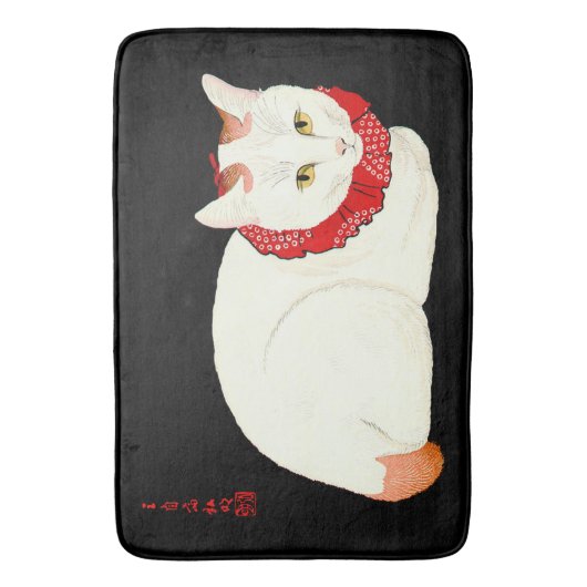 White and Ginger Japanese Cat Badematte (Vorderseite Vertikal)