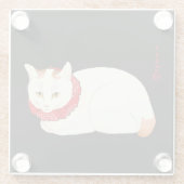 White and Ginger Japanese Cat Glasuntersetzer (Rückseite)