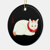 White and Ginger Japanese Cat Keramik Ornament (Links)