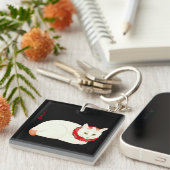 White and Ginger Japanese Cat Schlüsselanhänger (Vorderseite rechts)