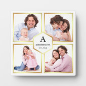 White and Gold 4 Pictures Family Foto Collage Fotoplatte (Vorderseite)
