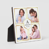 White and Gold 4 Pictures Family Foto Collage Fotoplatte (Vorderseite)