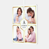 White and Gold 4 Pictures Family Foto Collage Ornament Aus Metall (Vorderseite links)