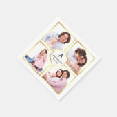 White and Gold 4 Pictures Family Foto Collage Serviette (Ecke)
