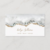 White and Gold Agate Business Card Visitenkarte (Vorderseite)