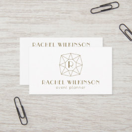 White and Gold Art Dec Gem Social Media Monogram Visitenkarte