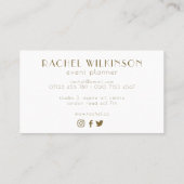White and Gold Art Dec Gem Social Media Monogram Visitenkarte (Rückseite)