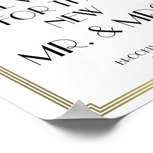 White and Gold Art Deco Gatsby Gästebuch signieren (Ecke)