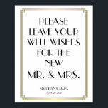 White and Gold Art Deco Gatsby Gästebuch signieren<br><div class="desc">White and gold Art Deco Great Gatsby Hochzeitsgattel Schild drucken Poster mit goldenem Effekt Rahmen und anpassbaren schwarzen Text - Sie können Ihren Text,  Braut und Bräutigam Namen und Hochzeitsdatum hinzufügen. Die Abmessungen des Zeichendrucks (Poster) sind 8 Zoll x 10 Zoll (vertikal).</div>