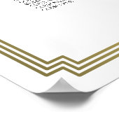 White and Gold Art Deco Hochzeitskarte Poster (Ecke)