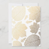White and Gold Blätter Fall Baby Shower Einladung (Rückseite)