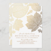 White and Gold Blätter Fall Baby Shower Einladung (Vorne/Hinten)